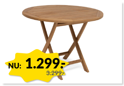 NOVA TEAK HAVEBORD - JANUARUDSALG